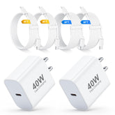 Topabol 40W USB C charger block with 6ft cable powering iPhone quickly.