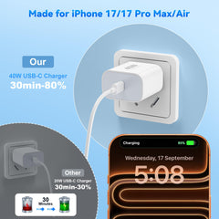 Topabol compact white charger on a clean desk ready to use.