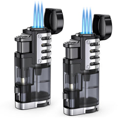 TOPKAY torch lighter with triple jet flame for reliable ignition in wind.