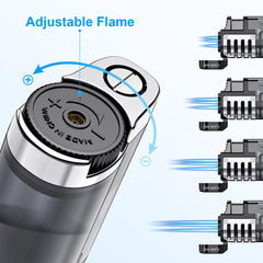 TOPKAY torch lighter shows visible fuel level for easy refills.
