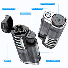 TOPKAY lighter features windproof design for steady flame in breeze.