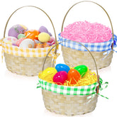 TOPLEE Easter basket three-pack with blue plaid liner for vibrant egg hunts