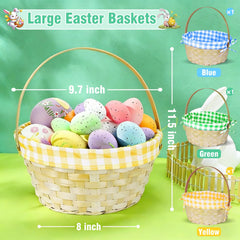 TOPLEE Easter basket three-pack with yellow plaid liner for gifting