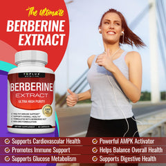 Toplux Berberine ingredients panel shows concentrated active compounds.