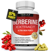Toplux Berberine bottle showing 1800 mg potency for daily wellness.