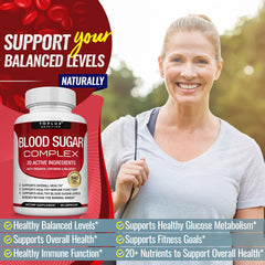 Toplux Blood Sugar Complex capsules ready for daily use.