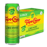 Topo Chico Lime with Mint can close-up highlighting real juice and crisp bubbles.