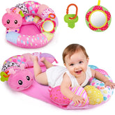 Topsochir 2-in-1 tummy time mat with pink caterpillar, supports gentle play