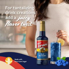 Soda glass showcasing vivid blue color and flavorful twist.