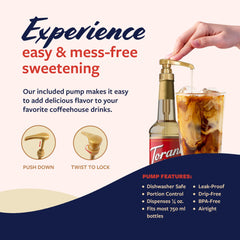 Torani Coconut Syrup drizzled as a dessert topping for coconut aroma.