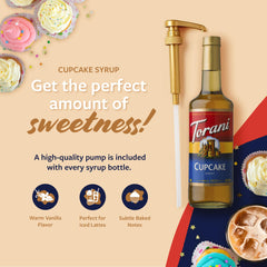 Dessert drizzle with Torani Cupcake Syrup for a cupcake-inspired finish