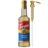 Torani French Vanilla syrup bottle with pump for easy portion control