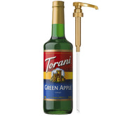 Torani Green Apple Syrup bottle with pump for precise dosing in drinks