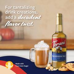 Dessert drizzle using Torani Macadamia Nut Syrup for tropical notes