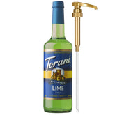 Torani Sugar Free Lime Syrup bottle with pump for mess-free flavoring