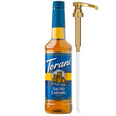 Torani Sugar Free Salted Caramel syrup with pump for zero-calorie sweetness