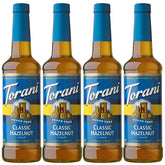 Torani Sugar Free Classic Hazelnut bottle pours flavor into beverages