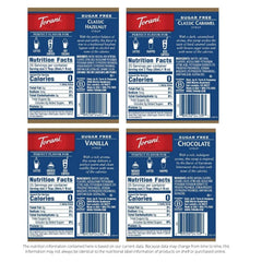 Torani Sugar Free Hazelnut bottle adds rich aroma to coffee.