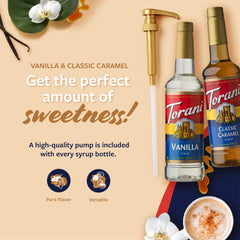 Two Torani bottles with pumps for precise sweetness