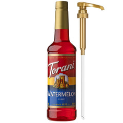 Torani Watermelon Syrup with Pump for easy drink flavoring.