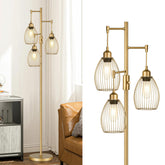 Torondo dimmable floor lamp with teardrop cage heads for customizable ambient lighting.