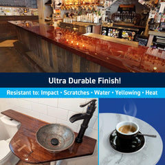 TotalBoat TableTop epoxy river table layering reveals depth and seamless layered effect.