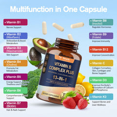 Totaria 13-in-1 Vitamin B Complex label with ingredients and benefits