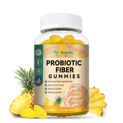 Totaria 9-in-1 gummies bottle with label visible, highlighting 60 pineapple-flavored gummies for digestion