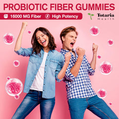 Totaria apple flavor gummies closeup showing tasty fiber support for gut health