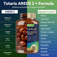 Totaria 120-count softgels container for convenient daily eye nutrition.