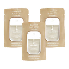 Touchland Beach Coco Trio front view with three travel mists for on the go sanitizing