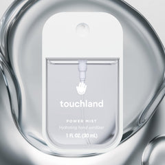 Touchland packaging box highlighting dye-free, fragrance-free formula