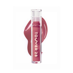 Tower 28 ShineOn Lip Gloss Jelly bottle shows a glossy, hydrating look without stickiness.