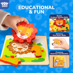 TOY Life wooden puzzle frog piece enhances color and shape learning