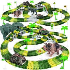 Toyk Dinosaur World Road Race Playset with flexible tracks for imaginative layouts