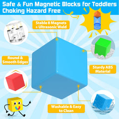 Toylogy magnetic blocks colors showcase vibrant hues that stimulate color recognition during building.