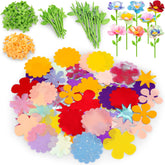 Toyly DIY fabric flower bouquet assembly showing colorful pieces for creative play