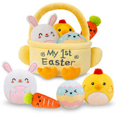 TOYSYM My First Easter Basket Bunny plush for cuddly Easter décor and playtime