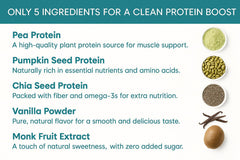 TOZZY Vanilla Organic Pea Protein ingredients; clean label with five simple ingredients