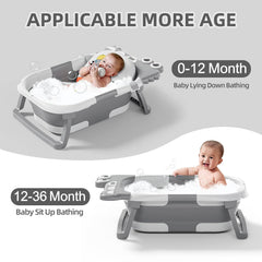 TPN baby tub with soft cushion supports baby's spine during bath.
