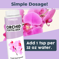 TPS NUTRIENTS Orchid Plant Food measuring cup shows ready-to-dilute feeding for orchids.