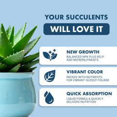 TPS NUTRIENTS succulent plant food compact-growth helps prevent leggy stems and sturdy leaves.