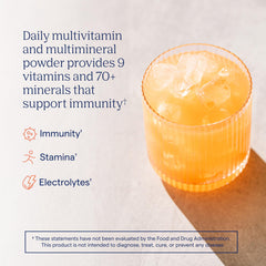 Trace Minerals Power Pak fizzing in glass with refreshing guava passionfruit flavor.