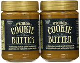 Trader Joe's Speculoos Cookie Butter jar closeup shows creamy, biscuit-flavored spread