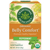 Traditional Medicinals Belly Comfort Peppermint tea box, premium organic blend for digestive ease.