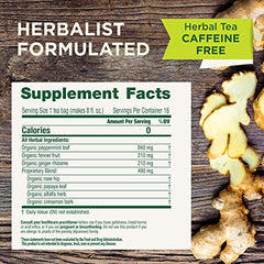 Traditional Medicinals Belly Comfort Peppermint tea bags closeup, aromatic peppermint with Darjeeling green tea.