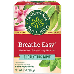 Traditional Medicinals Breathe Easy tea box with fresh aroma inviting relaxation