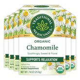 Traditional Medicinals chamomile tea bags ready for a calming evening ritual