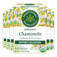 Traditional Medicinals chamomile tea bags ready for a calming evening ritual