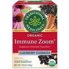 Traditional Medicinals Immune Zoom tea bag ready for a comforting immune-support ritual